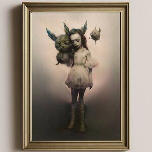 Girl With Monsters Antique Portrait | Dark Fantasy Art